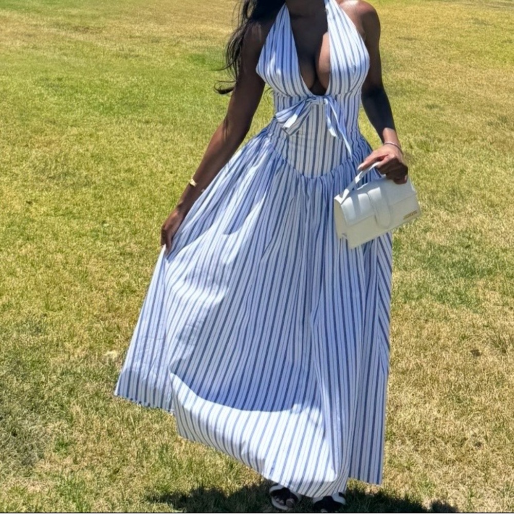Striped Halter Maxi Dress